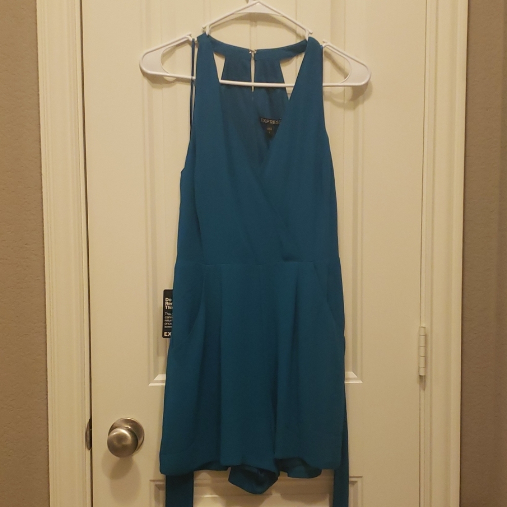 Express V-Neck Tie Waist Romper